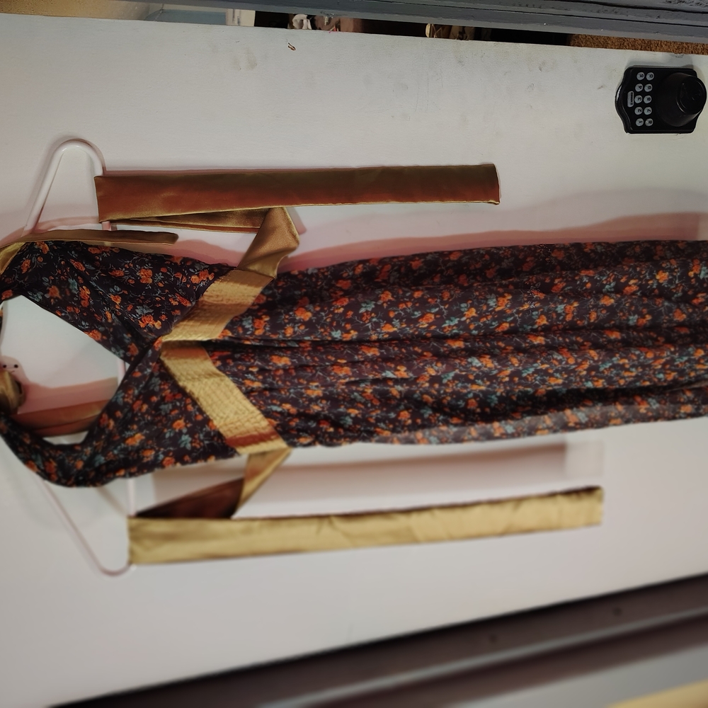 Floral Maxi Dress with Gold Accents